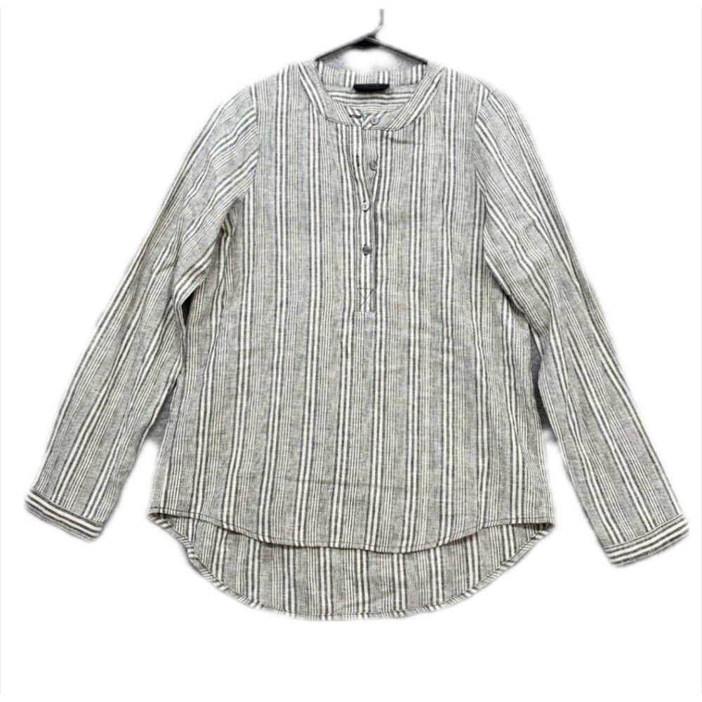 BLEU Womens Linen blend Long Sleeve Tunic Shirt Size Medium